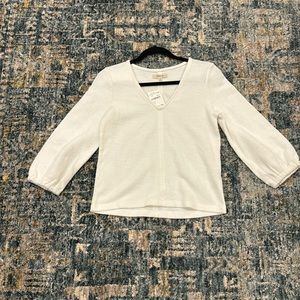 Madewell white V-neck blouse tags on never worn size XS